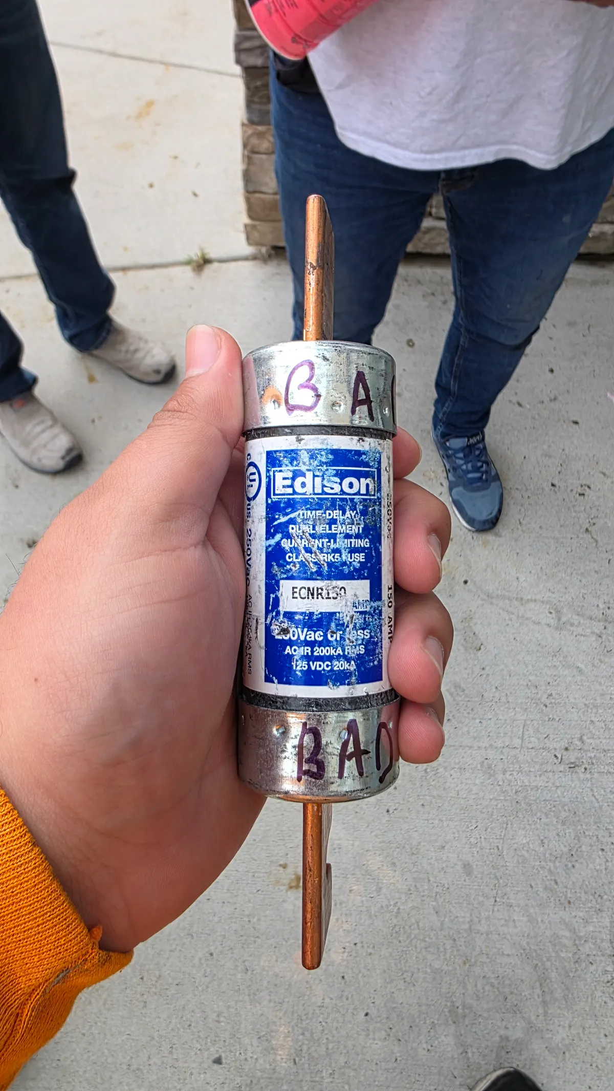 Failed 150 amp current-limiting fuse marked bad during troubleshooting